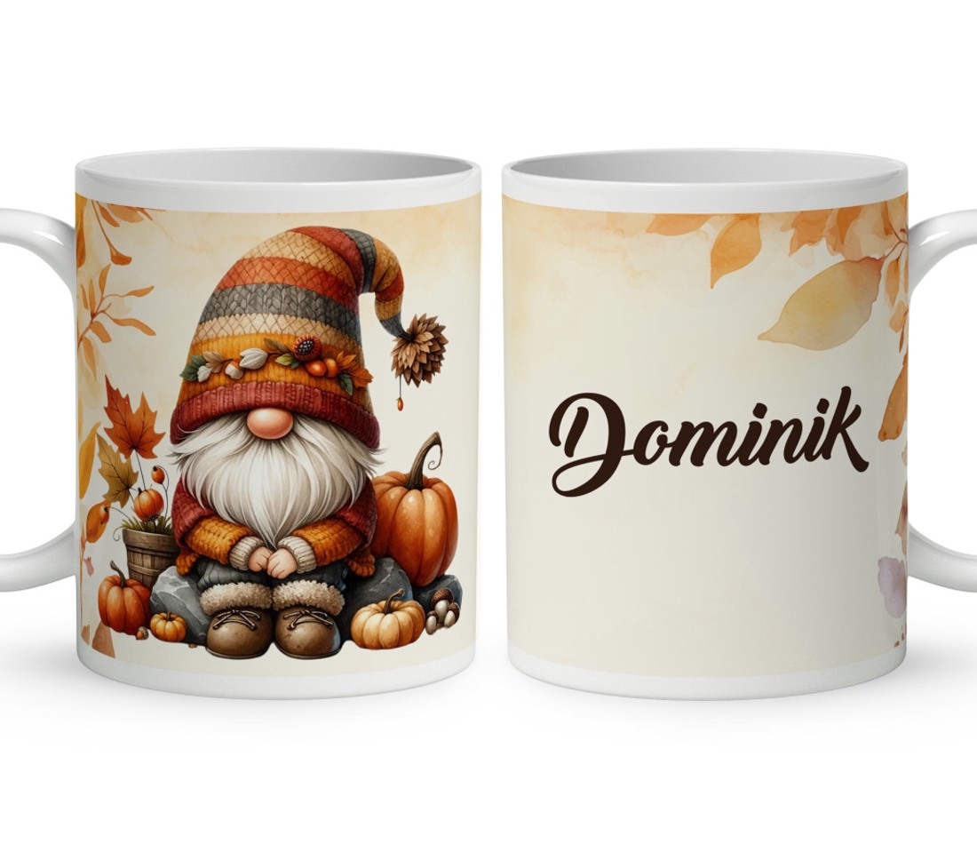 Névvel kérhető - Őszi manó és a tök mintás bögre - otthon & életmód - konyhafelszerelés, tálalás - tálalás - bögre & csésze - Meska.hu