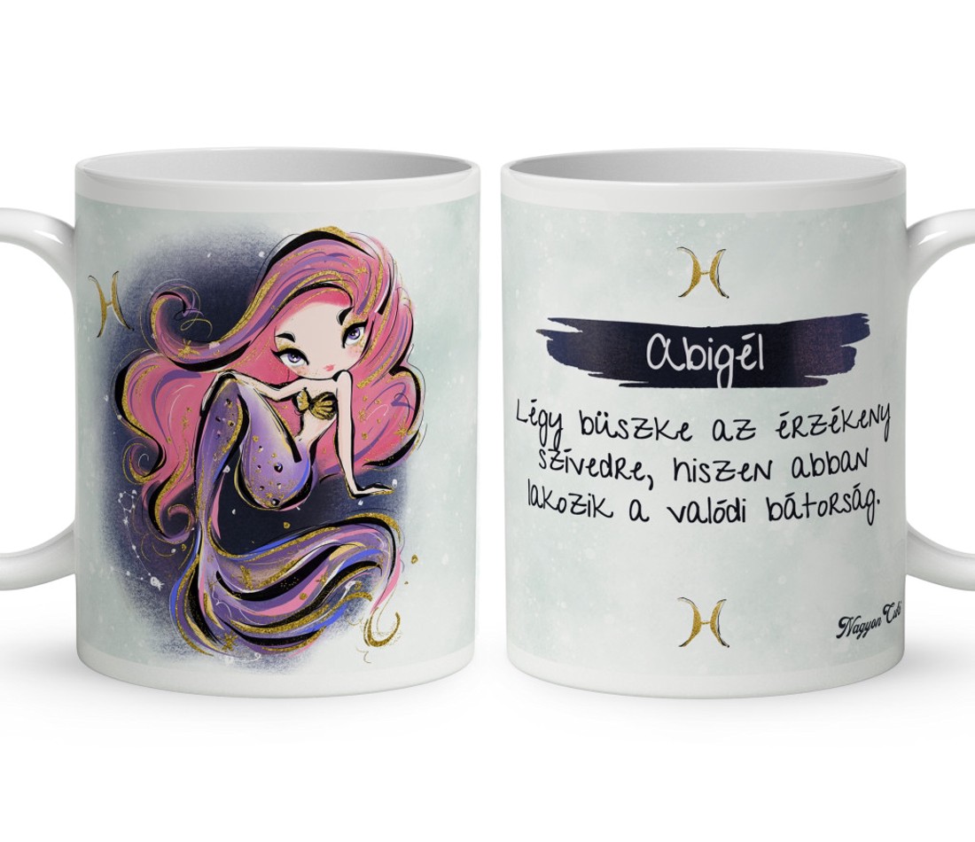 Személyre szabható - Rózsaszín hajú Csini Halak lány mintás bögre - otthon & életmód - konyhafelszerelés, tálalás - tálalás - bögre & csésze - Meska.hu