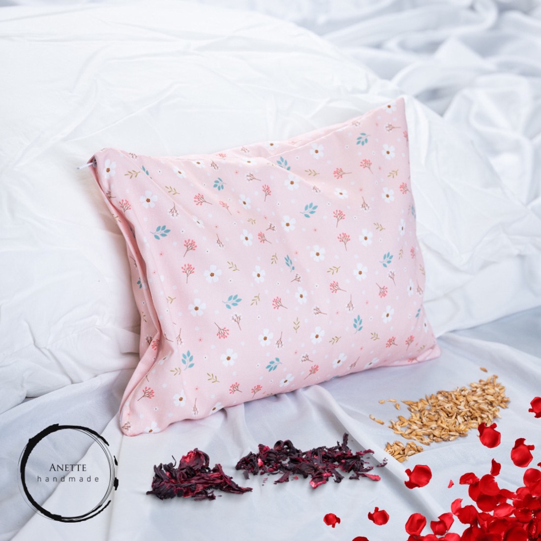 Virág álom tönykölypelyva RELAX párna rózsaszirommal és hibiszkusszal prémium (40*60 cm) - otthon & életmód - lakástextil - párna & párnahuzat - Meska.hu