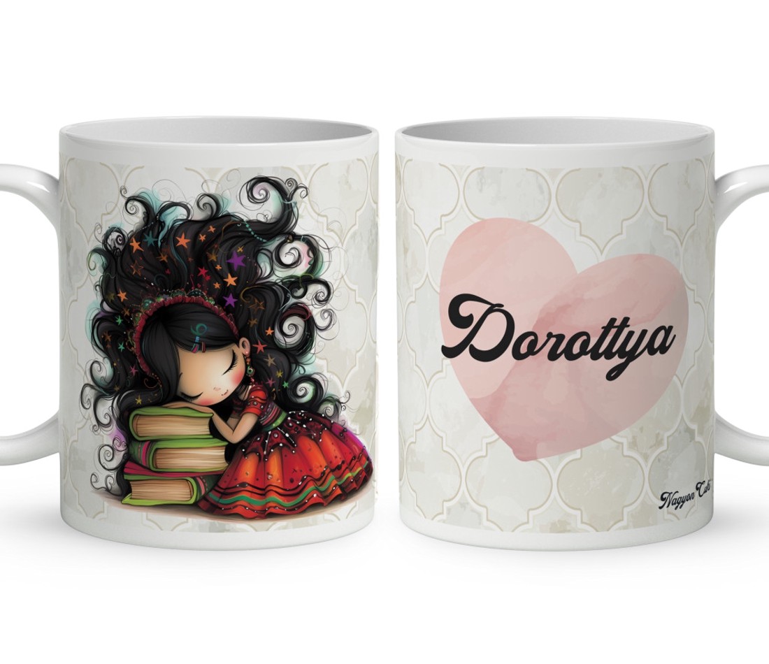 Névvel kérhető - Álmodó könyv hercegnő mintás bögre - otthon & életmód - konyhafelszerelés, tálalás - tálalás - bögre & csésze - Meska.hu