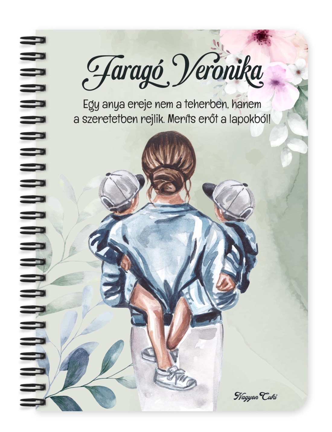 Személyre szabható - Anya és Kicsi Fiai mintás A6-os füzet - otthon & életmód - papír, írószer - jegyzetfüzet & napló - Meska.hu