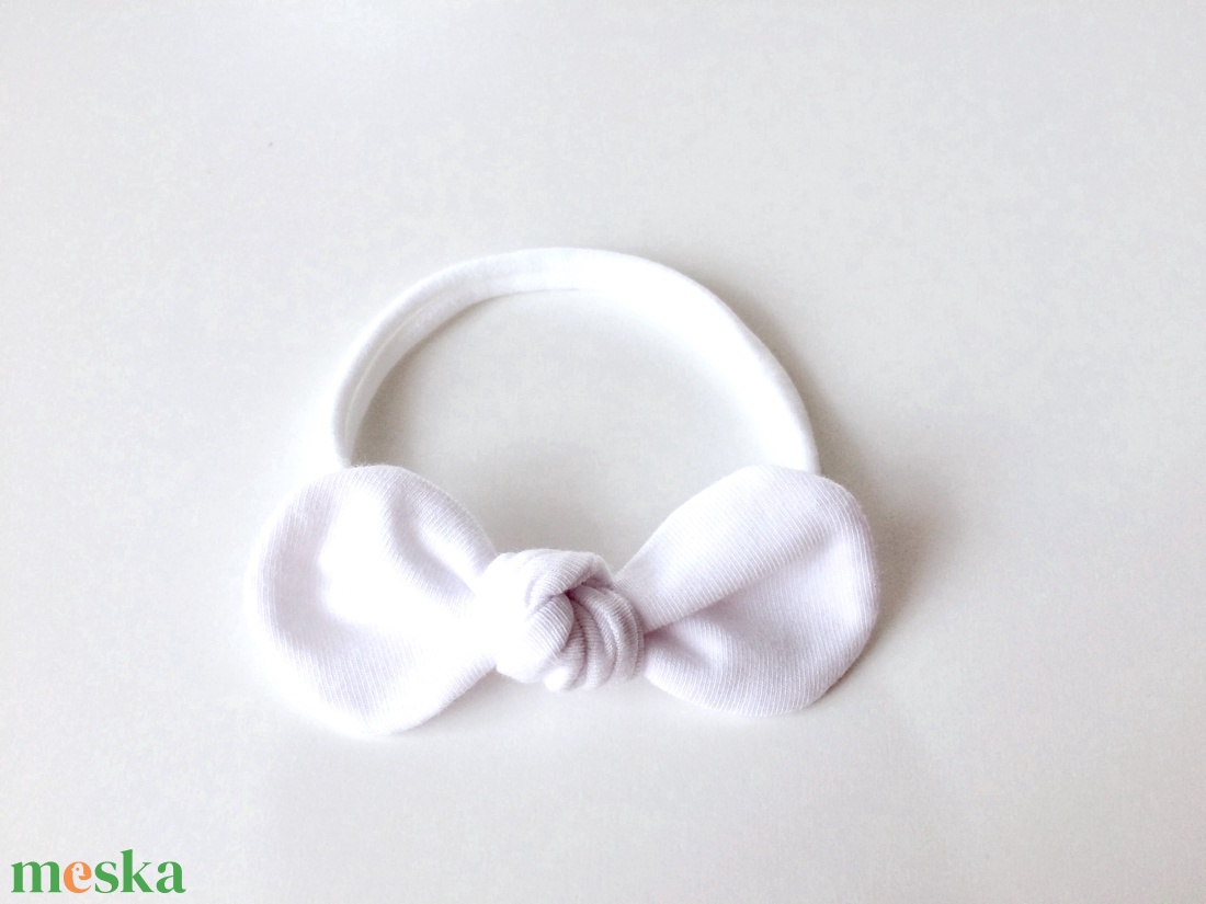 Fehér pamut masni puha rugalmas fejpánt, hajpánt - ruha & divat - hajdísz & hajcsat - hajráf & hajpánt - Meska.hu