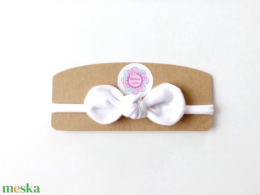 Fehér pamut masni puha rugalmas fejpánt, hajpánt - ruha & divat - hajdísz & hajcsat - hajráf & hajpánt - Meska.hu