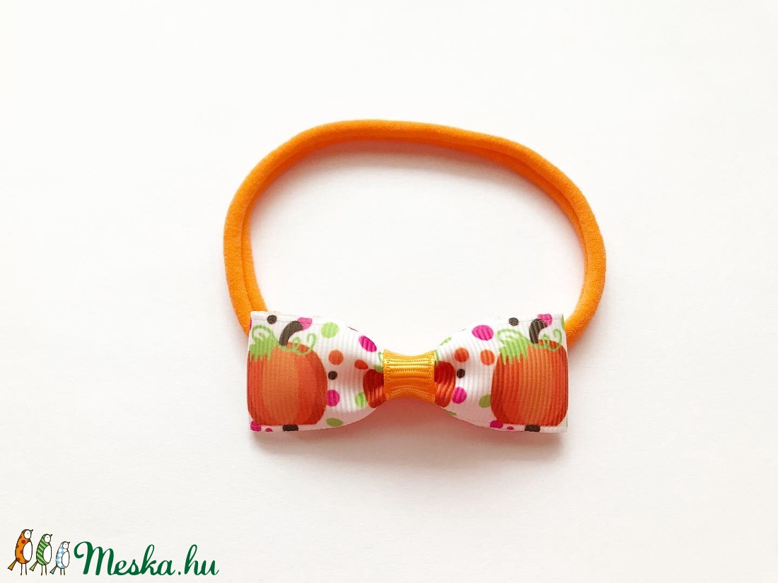Halloween tök mintás masnis puha rugalmas fejpánt - otthon & életmód - dekoráció - halloween - halloweeni jelmez és kiegészítők - Meska.hu