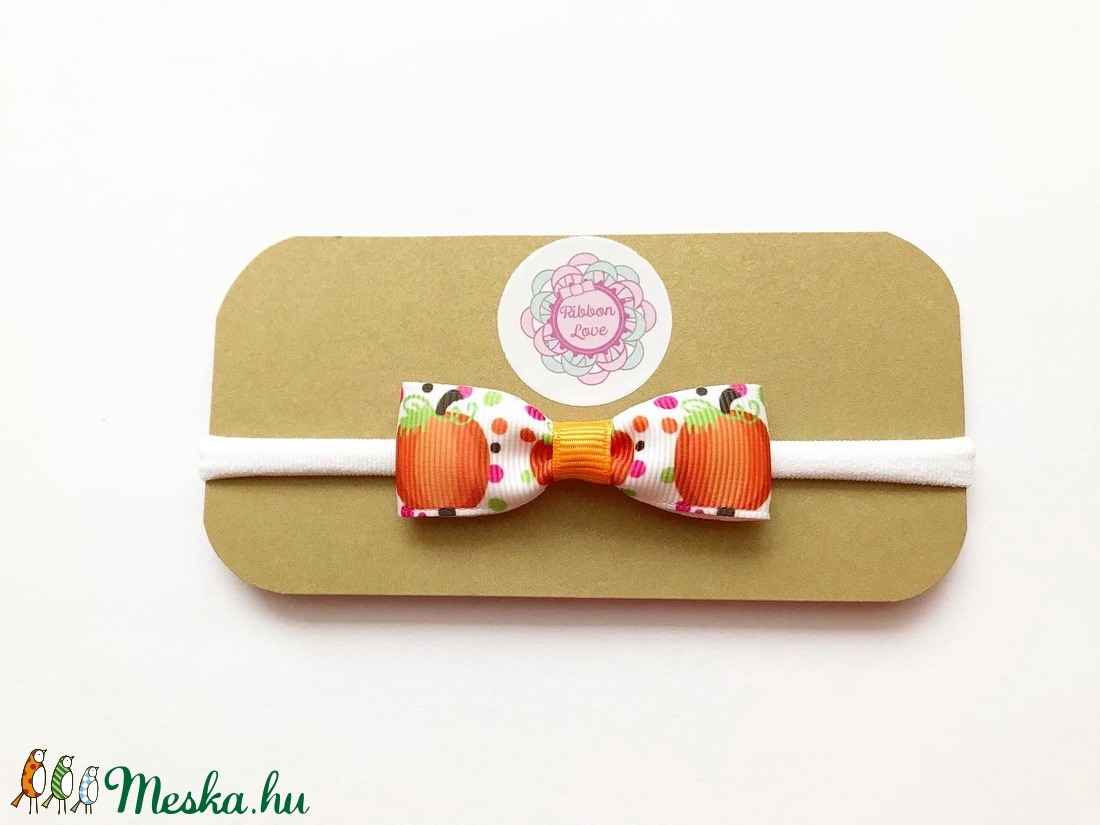 Halloween tök mintás masnis puha rugalmas fejpánt - otthon & életmód - dekoráció - halloween - halloweeni jelmez és kiegészítők - Meska.hu