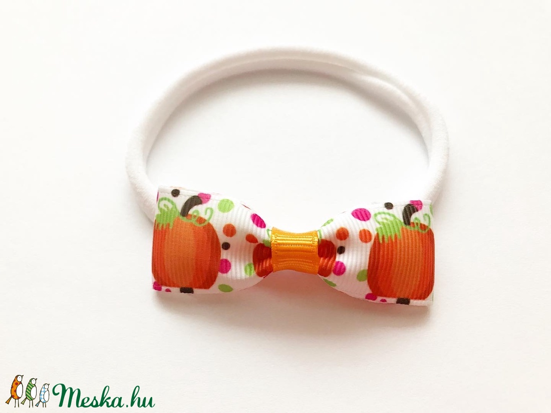 Halloween tök mintás masnis puha rugalmas fejpánt - otthon & életmód - dekoráció - halloween - halloweeni jelmez és kiegészítők - Meska.hu