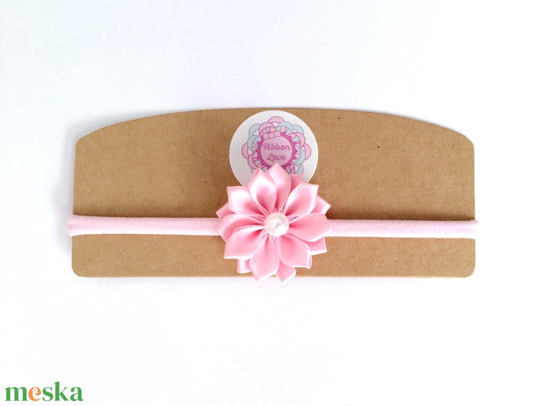 Rózsaszín virágos puha rugalmas hajpánt, fejpánt - ruha & divat - hajdísz & hajcsat - hajráf & hajpánt - Meska.hu