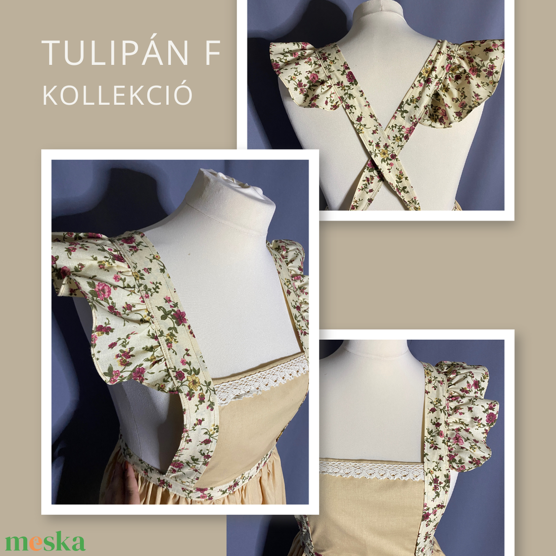 Tulipán F kollekció- bézs kötény - otthon & életmód - konyhafelszerelés, tálalás - konyhai textil - kötény - Meska.hu Tulipán F kollekció- bézs kötény - otthon & életmód - konyhafelszerelés, tálalás - konyhai textil - kötény - Meska.hu