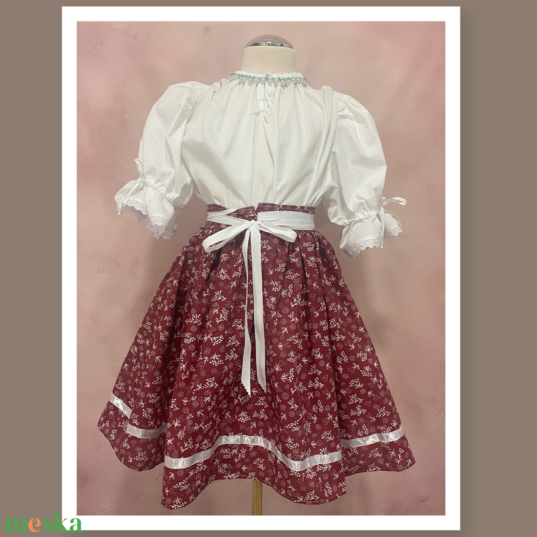 Népi jellegű gyermek szoknya- kötős derékkal - ruha & divat - gyerekruha - szoknya - Meska.hu