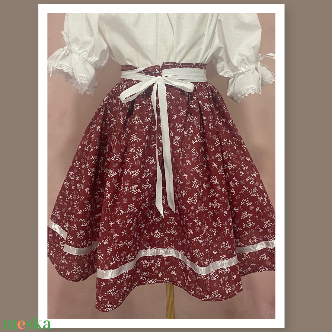 Népi jellegű gyermek szoknya- kötős derékkal - ruha & divat - gyerekruha - szoknya - Meska.hu