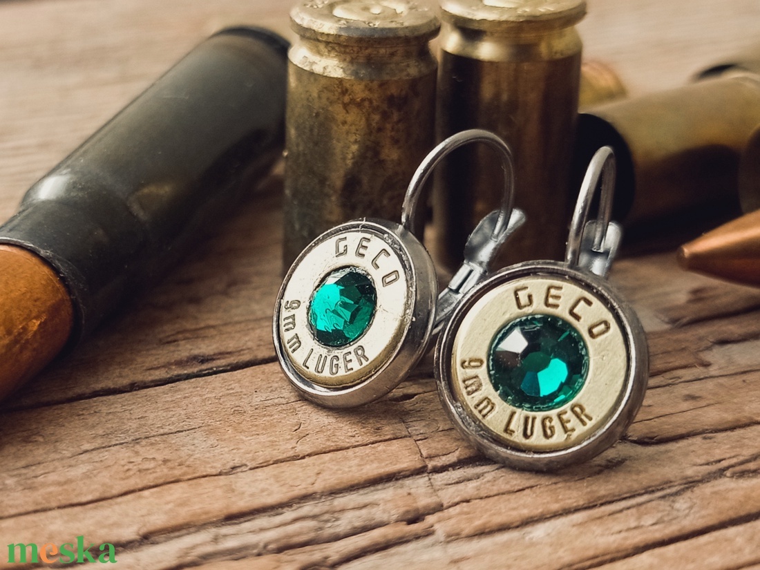 9mm Francia Kapcsos Fülbevaló - Smaragdzöld - ékszer - fülbevaló - fülékszer - Meska.hu