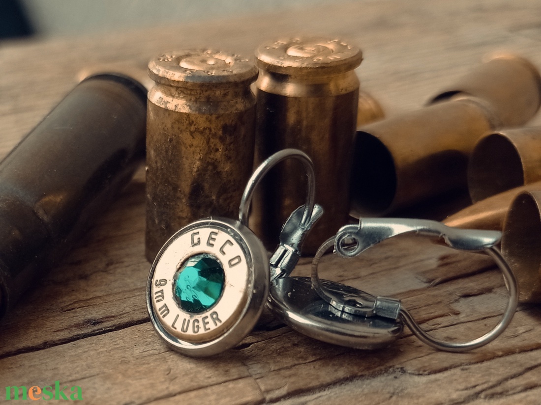 9mm Francia Kapcsos Fülbevaló - Smaragdzöld - ékszer - fülbevaló - fülékszer - Meska.hu