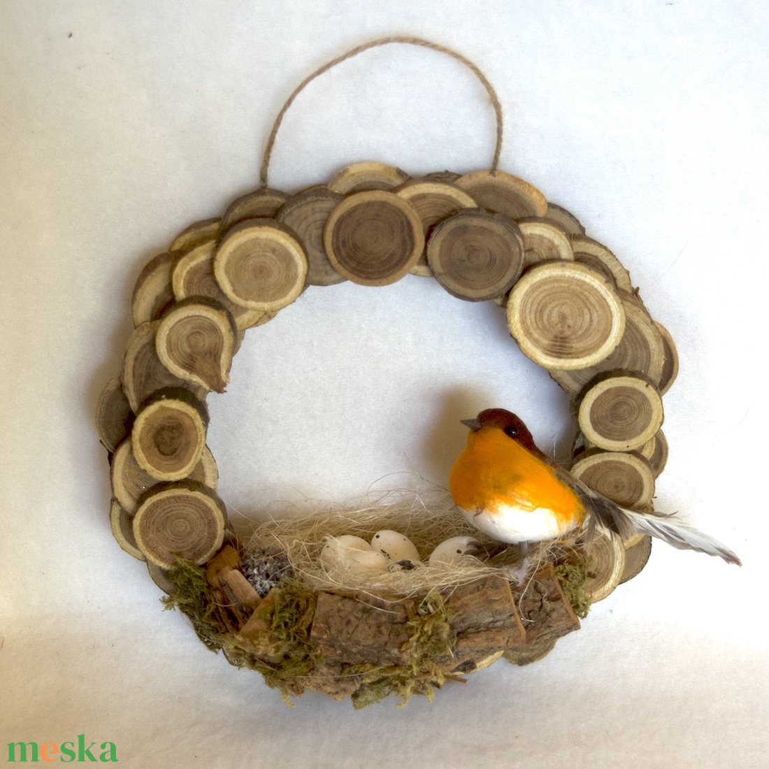 Tavaszi fakoszorú � madárfészkes dekoráció - otthon & életmód - dekoráció - ajtó- és ablak dekoráció - ajtódísz & kopogtató - Meska.hu