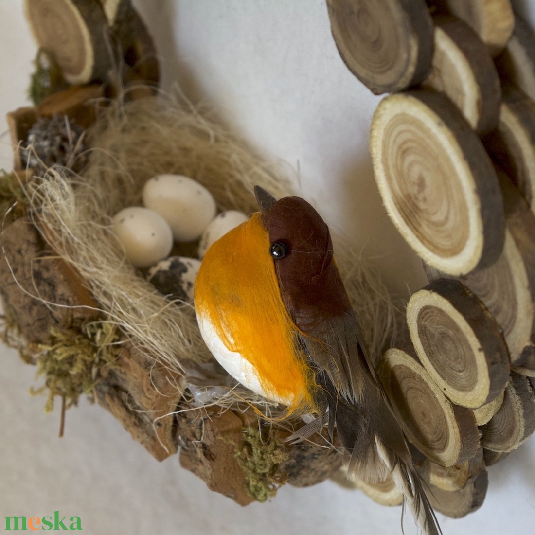 Tavaszi fakoszorú � madárfészkes dekoráció - otthon & életmód - dekoráció - ajtó- és ablak dekoráció - ajtódísz & kopogtató - Meska.hu