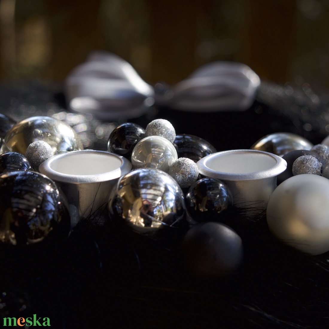 Fekete elegáns, letisztult adventi koszorú - karácsony - adventi díszek - adventi koszorú - Meska.hu