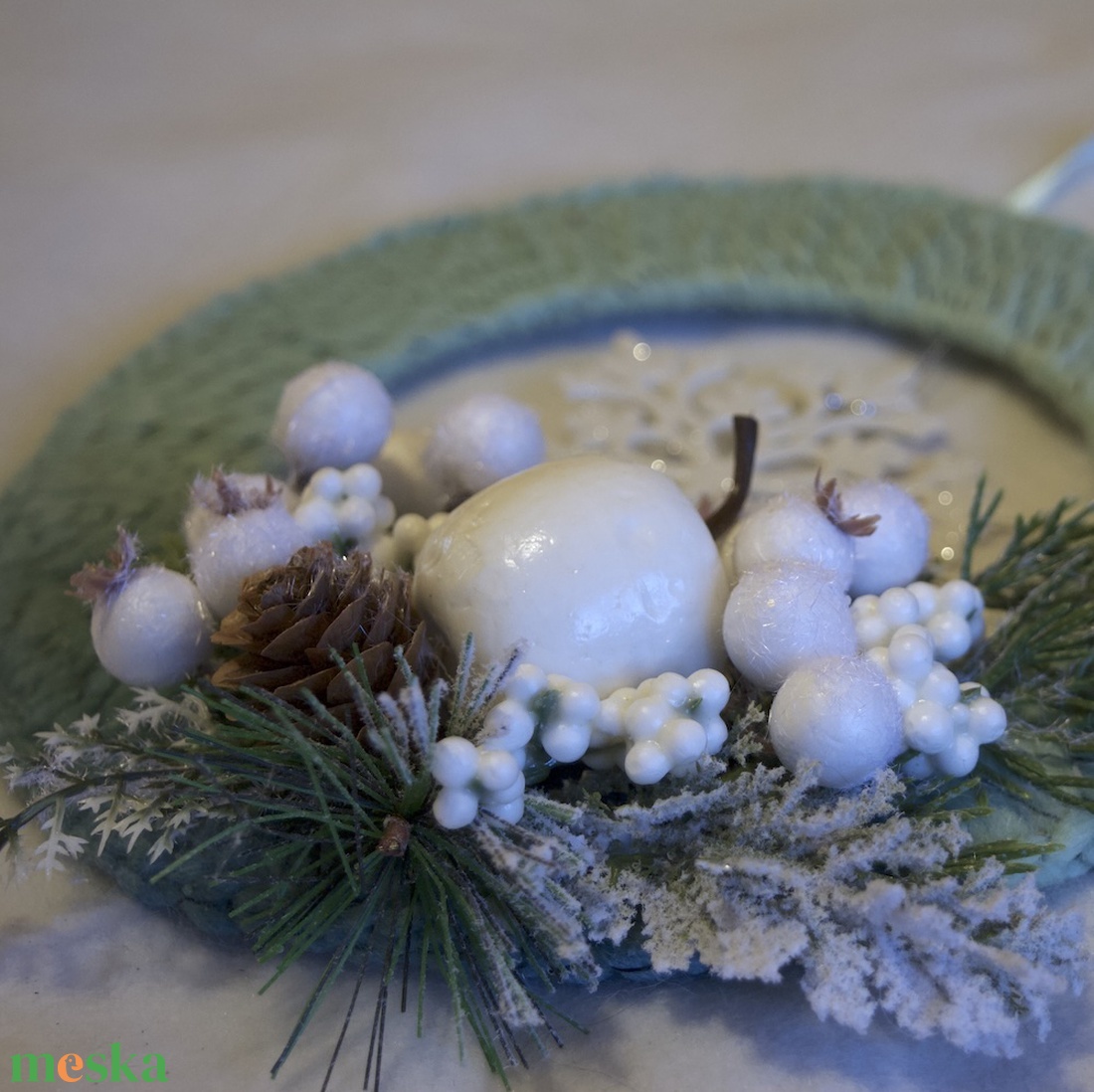 Zöld hópihe - karácsony - karácsonyi lakásdekoráció - karácsonyi ajtódíszek - Meska.hu