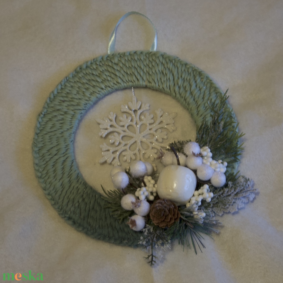 Zöld hópihe - karácsony - karácsonyi lakásdekoráció - karácsonyi ajtódíszek - Meska.hu