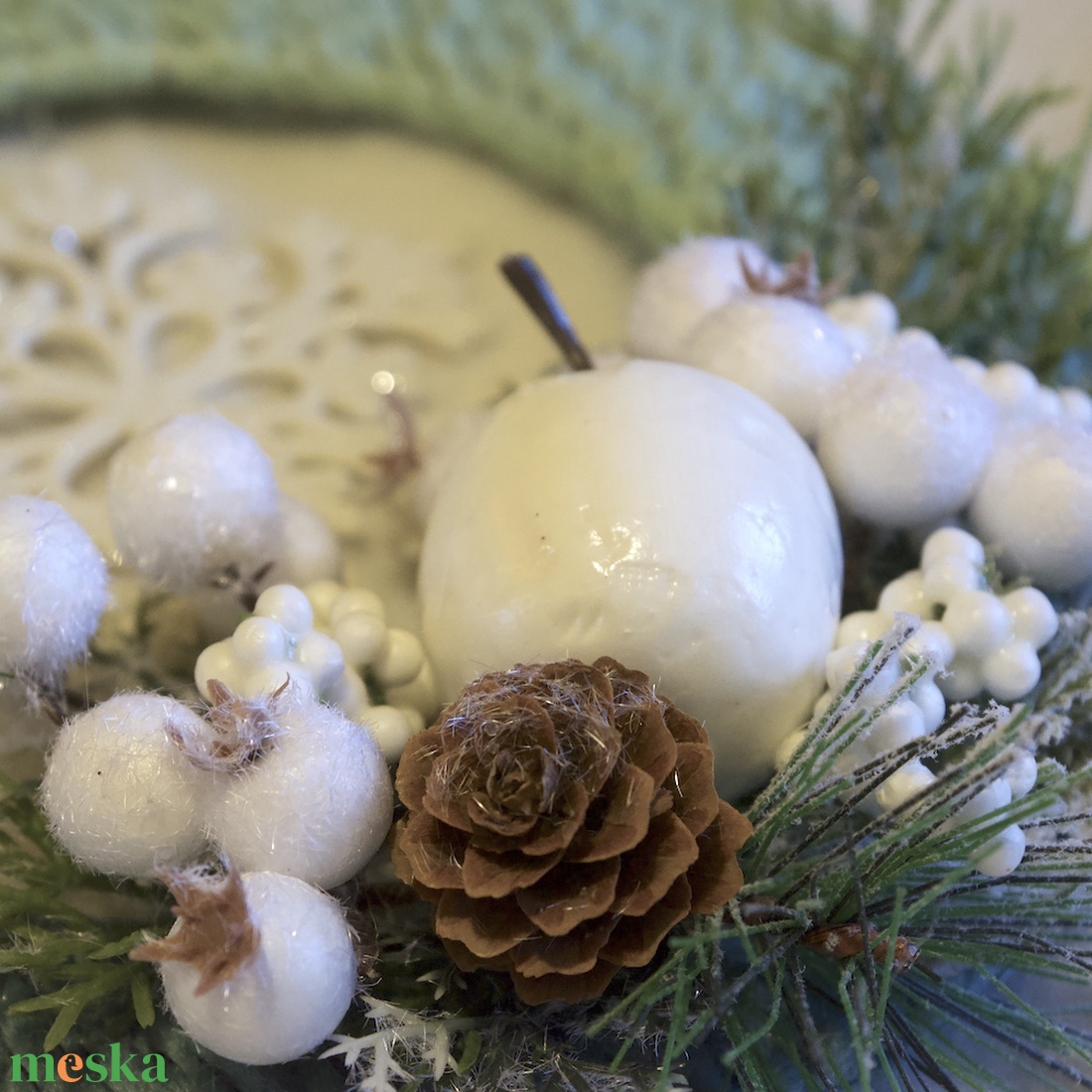 Zöld hópihe - karácsony - karácsonyi lakásdekoráció - karácsonyi ajtódíszek - Meska.hu