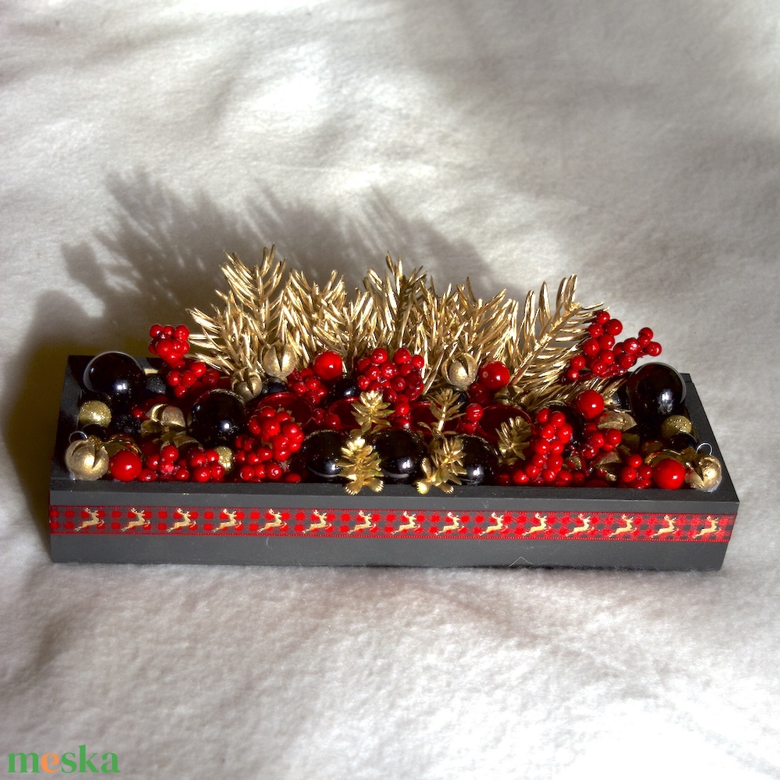 Fekete-piros-arany adventi dísz - karácsony - adventi díszek - adventi asztaldísz - Meska.hu