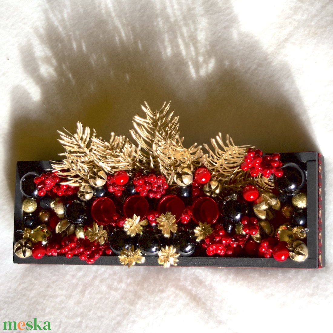 Fekete-piros-arany adventi dísz - karácsony - adventi díszek - adventi asztaldísz - Meska.hu