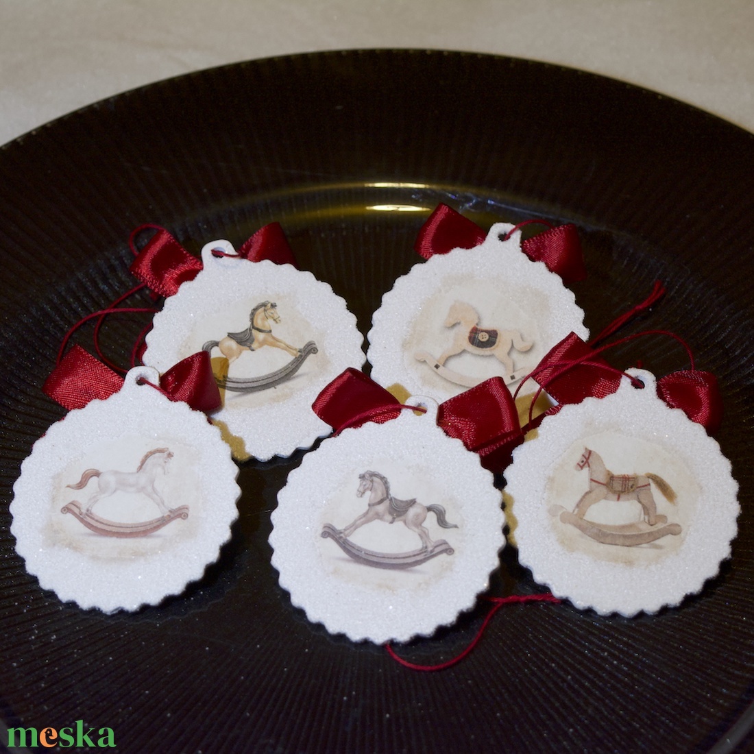 Kis fa karácsonyfadíszek � 5 darabos csomag - karácsony - karácsonyi lakásdekoráció - karácsonyfadíszek - Meska.hu