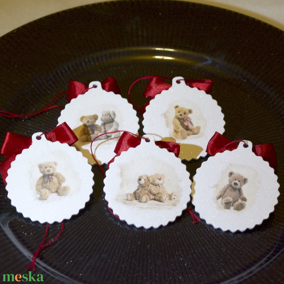 Kis fa karácsonyfadíszek � 5 darabos csomag - karácsony - karácsonyi lakásdekoráció - karácsonyfadíszek - Meska.hu