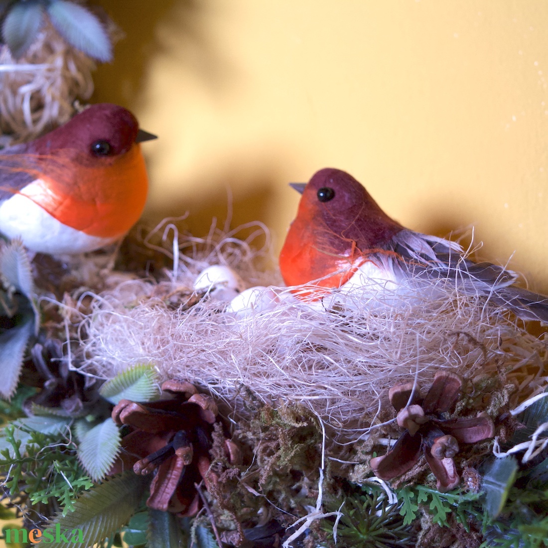 Tavaszi kopogtató, fészekkel, madárpárral - ünnepi díszek, dekorációk - húsvéti díszek és dekorációk - húsvéti ajtódísz, kopogtató - Meska.hu