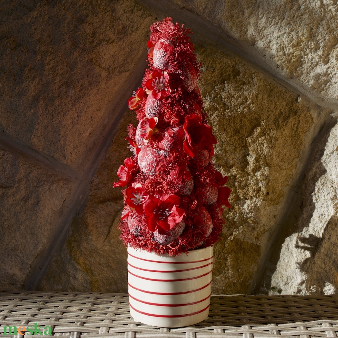 Piros tavaszi tojásfa  - ünnepi díszek, dekorációk - húsvéti díszek és dekorációk - húsvéti asztaldíszek - Meska.hu