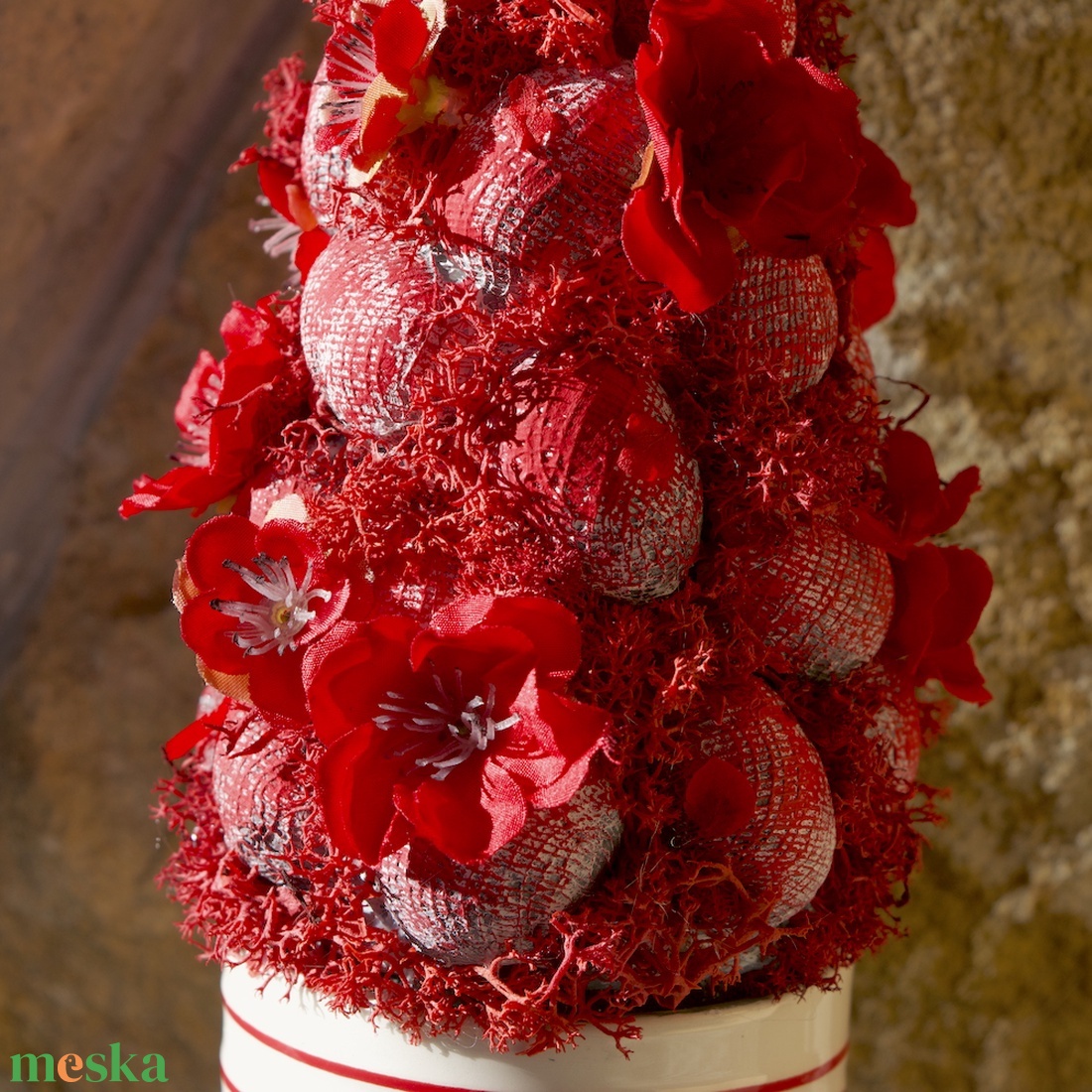 Piros tavaszi tojásfa  - ünnepi díszek, dekorációk - húsvéti díszek és dekorációk - húsvéti asztaldíszek - Meska.hu