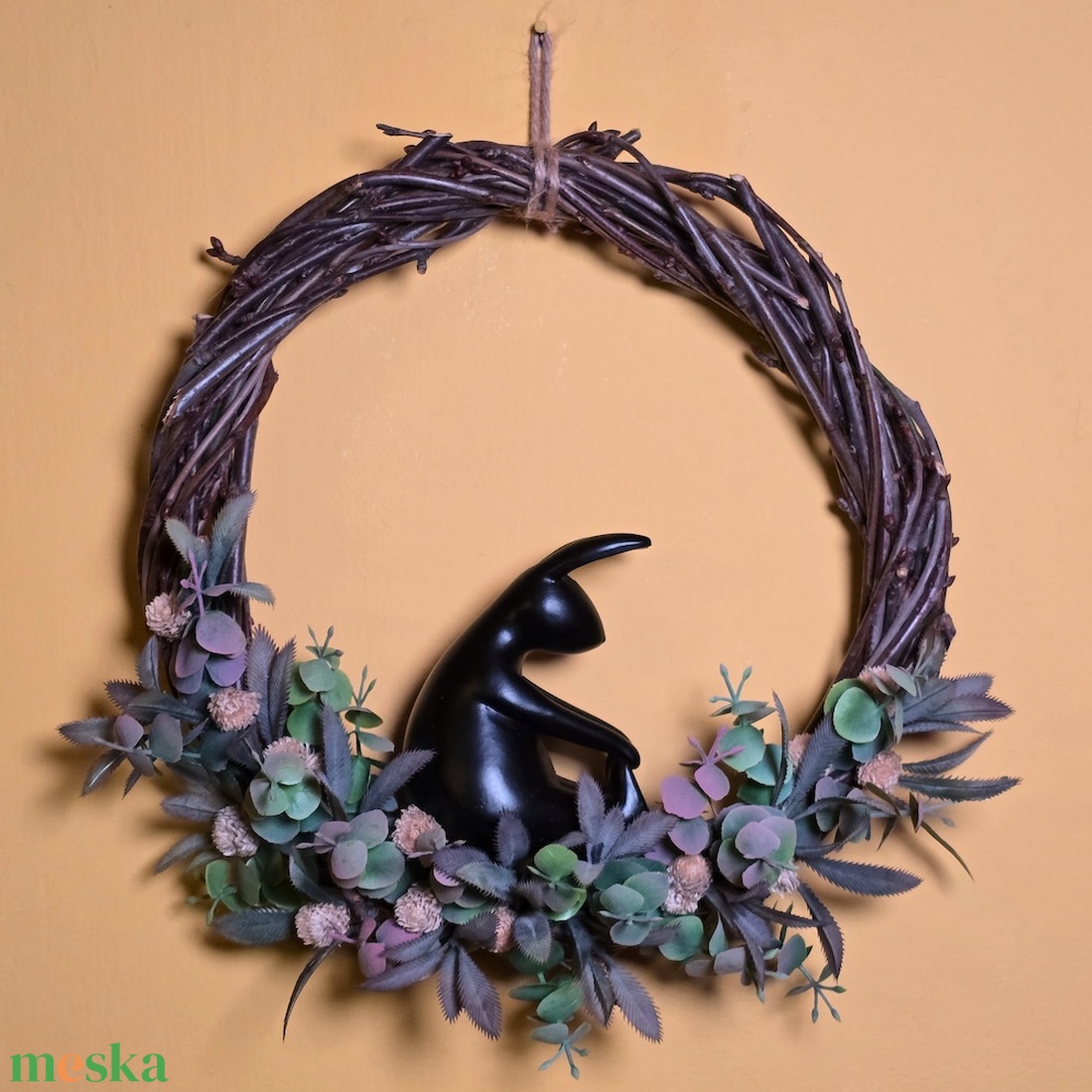 Nyújtó nyúl - tavaszi ablak-, ajtódísz - ünnepi díszek, dekorációk - húsvéti díszek és dekorációk - húsvéti ajtódísz, kopogtató - Meska.hu