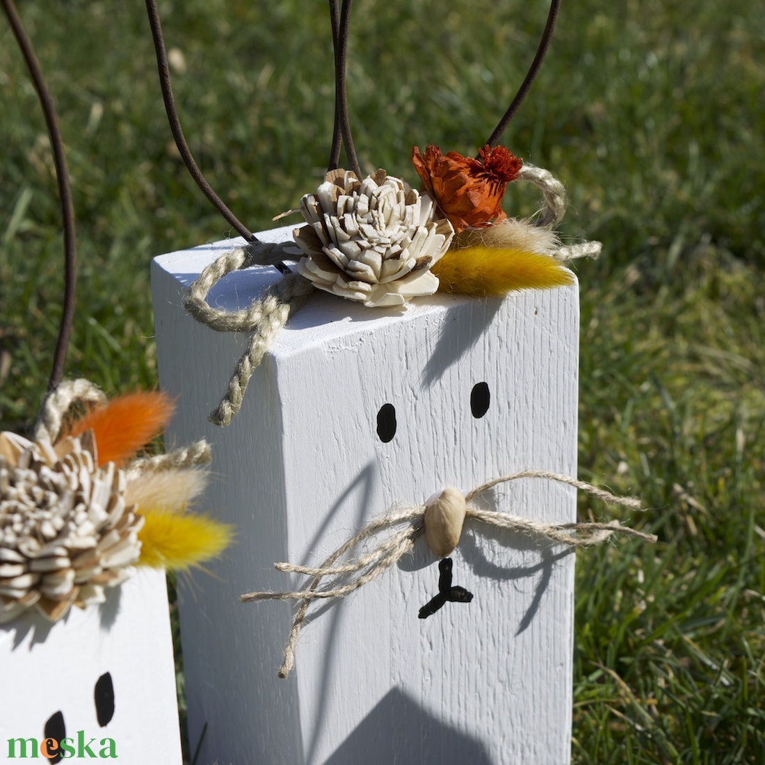 Fa nyuszi dekoráció, kültérre is - ünnepi díszek, dekorációk - húsvéti díszek és dekorációk - húsvéti asztaldíszek - Meska.hu