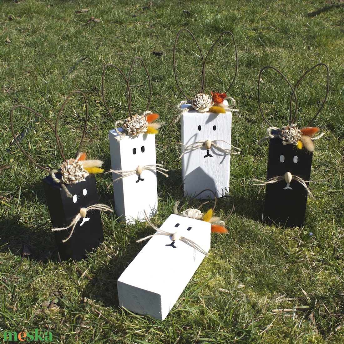 Fa nyuszi dekoráció, kültérre is - ünnepi díszek, dekorációk - húsvéti díszek és dekorációk - húsvéti asztaldíszek - Meska.hu