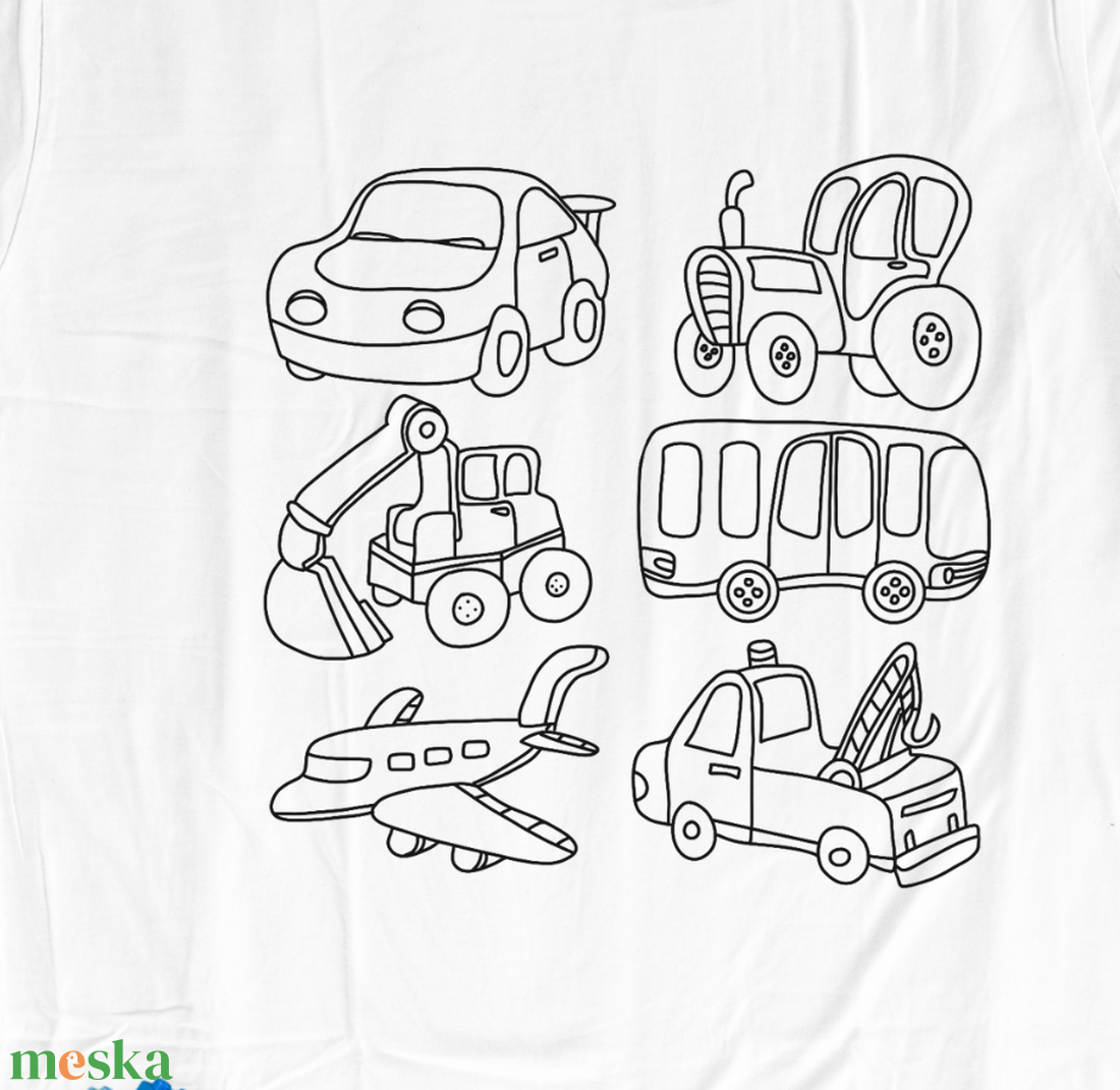 Járműves színezhető rövid vagy hosszú ujjú gyerek póló - ruha & divat - babaruha & gyerekruha - póló - Meska.hu