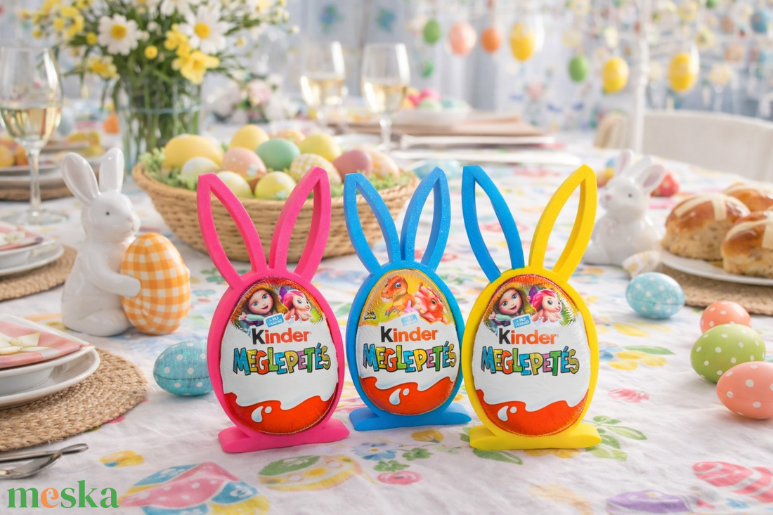 Kinder tojás tartó nyuszi - ünnepi díszek, dekorációk - húsvéti díszek és dekorációk - húsvéti asztaldíszek - Meska.hu