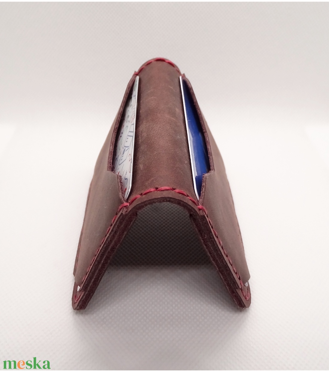 Kézzel varrt valódi marhabőr irattartó, kártyatartó, bankkártyatartó, modern, minimalista dizájn, ballagási ajándék - táska & tok - pénztárca & más tok - kártyatartó & irattartó - Meska.hu