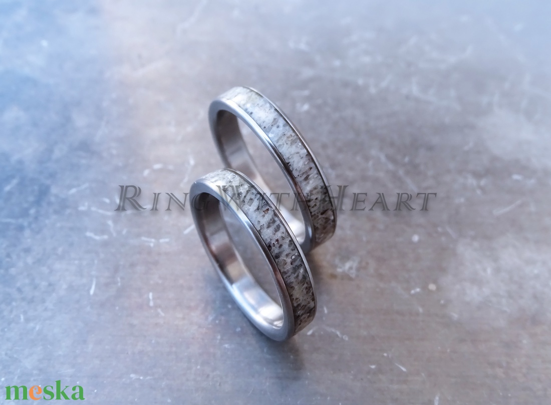 Titán vagy nemesacél agancs gyűrűpár, jegygyűrű, eljegyzési gyűrű, évfordulós ajándék - esküvő - ékszer - karikagyűrű - Meska.hu