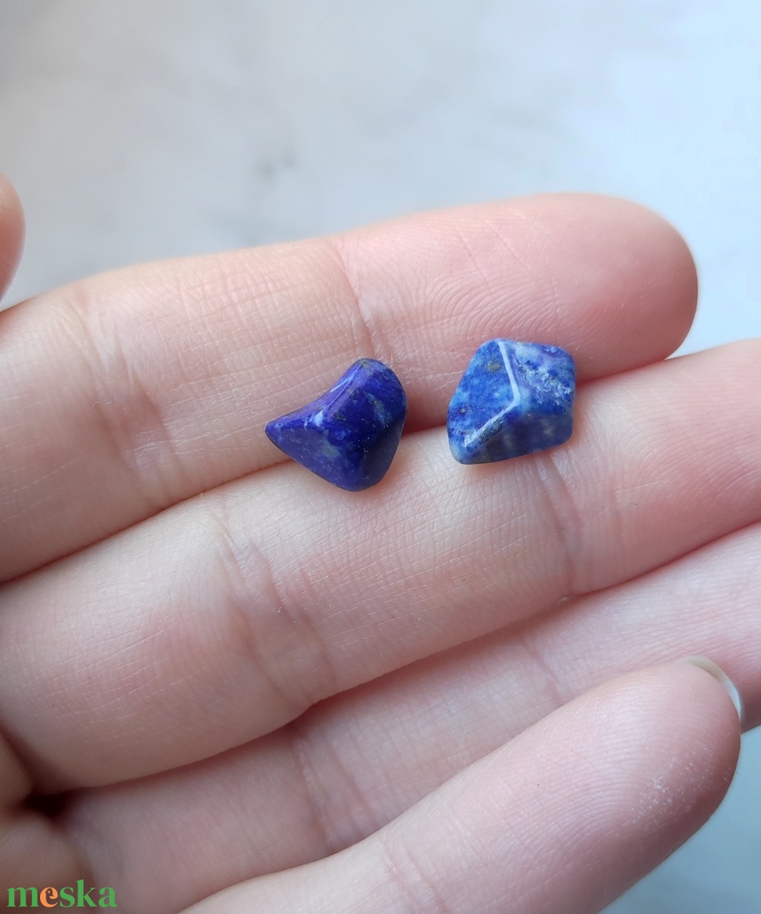 Lapis lazuli fülbevaló  - ékszer - fülbevaló - pötty fülbevaló - Meska.hu