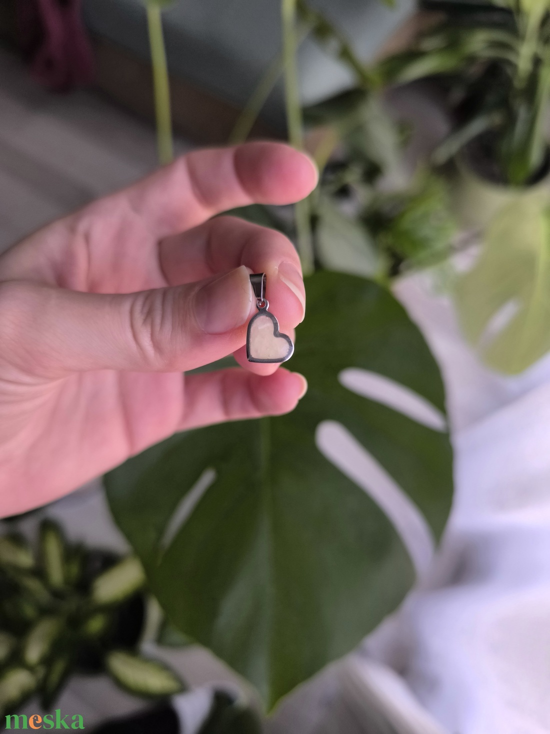 Szív medál, dupla oldalú nemesacél, anyatejjel - ékszer - nyaklánc - medálos nyaklánc - Meska.hu