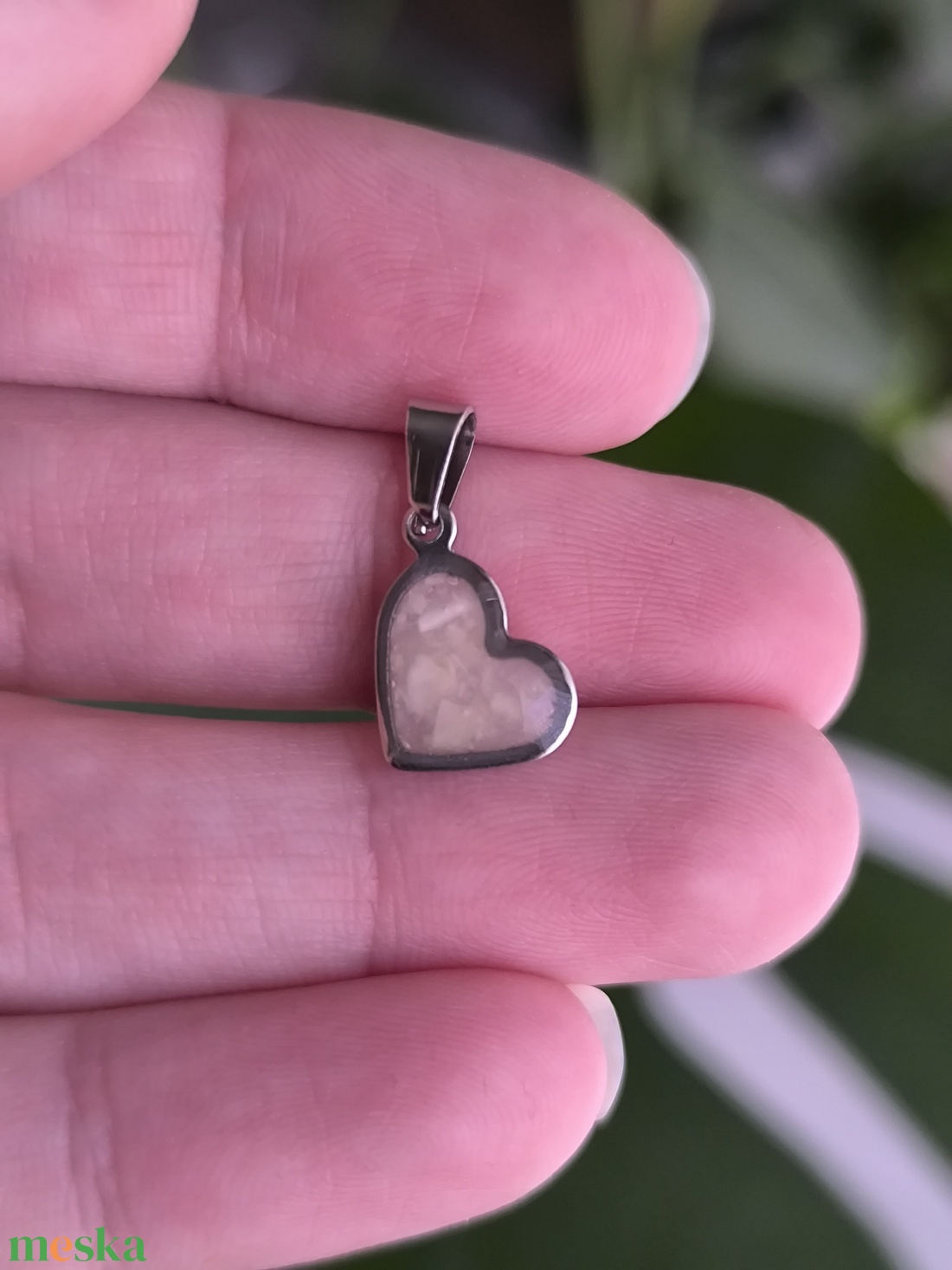 Szív medál, dupla oldalú nemesacél, anyatejjel - ékszer - nyaklánc - medálos nyaklánc - Meska.hu