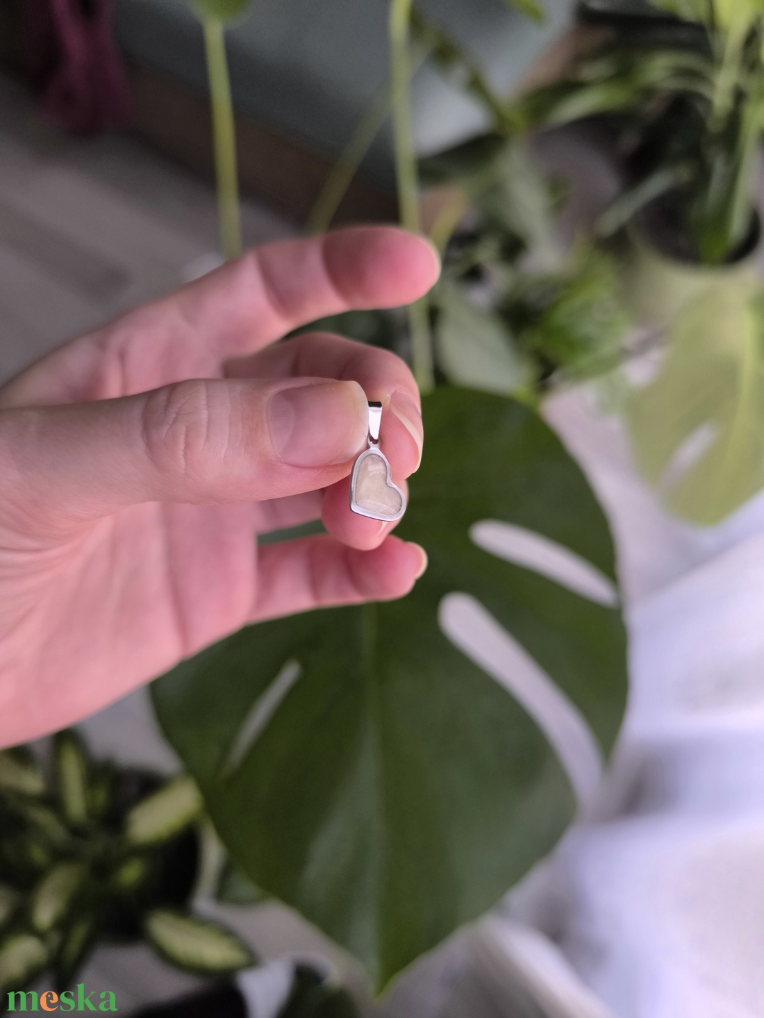 Szív medál, dupla oldalú nemesacél, anyatejjel - ékszer - nyaklánc - medálos nyaklánc - Meska.hu