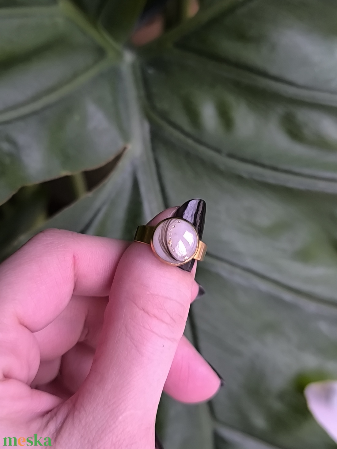 Nemesacél gyűrű anyatejjel - ékszer - gyűrű - statement gyűrű - Meska.hu