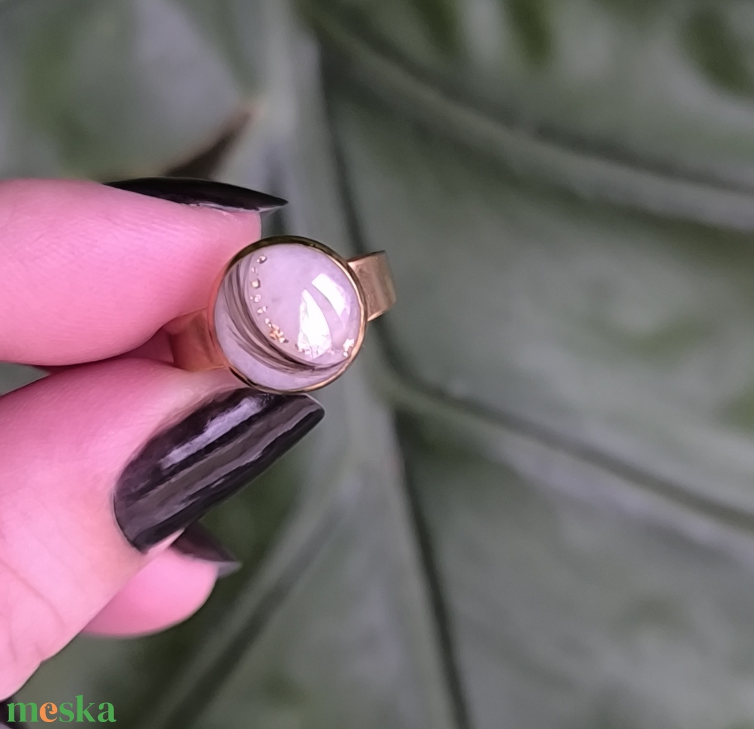 Nemesacél gyűrű anyatejjel - ékszer - gyűrű - statement gyűrű - Meska.hu