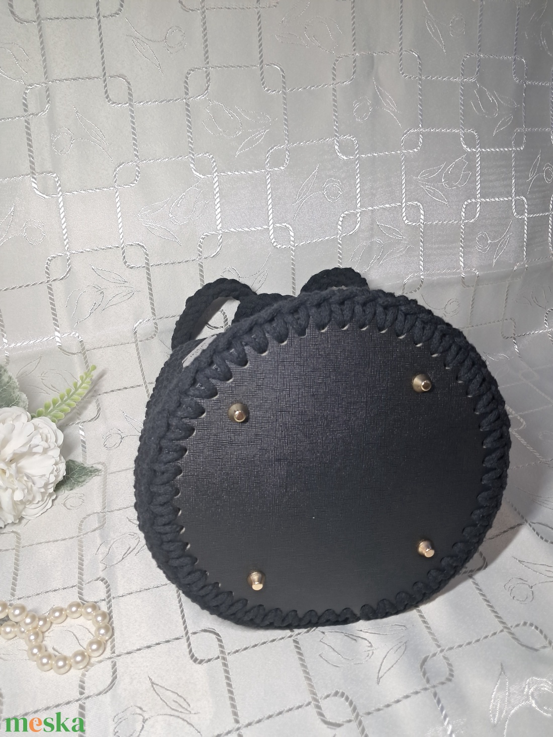 Horgolt fekete táska - táska & tok - kézitáska & válltáska - kézitáska - Meska.hu