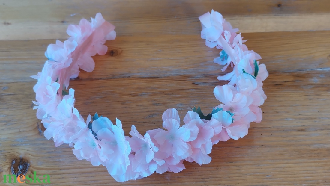 Lágy-rózsaszín fejdísz  - esküvő - hajdísz - fejkoszorú - Meska.hu