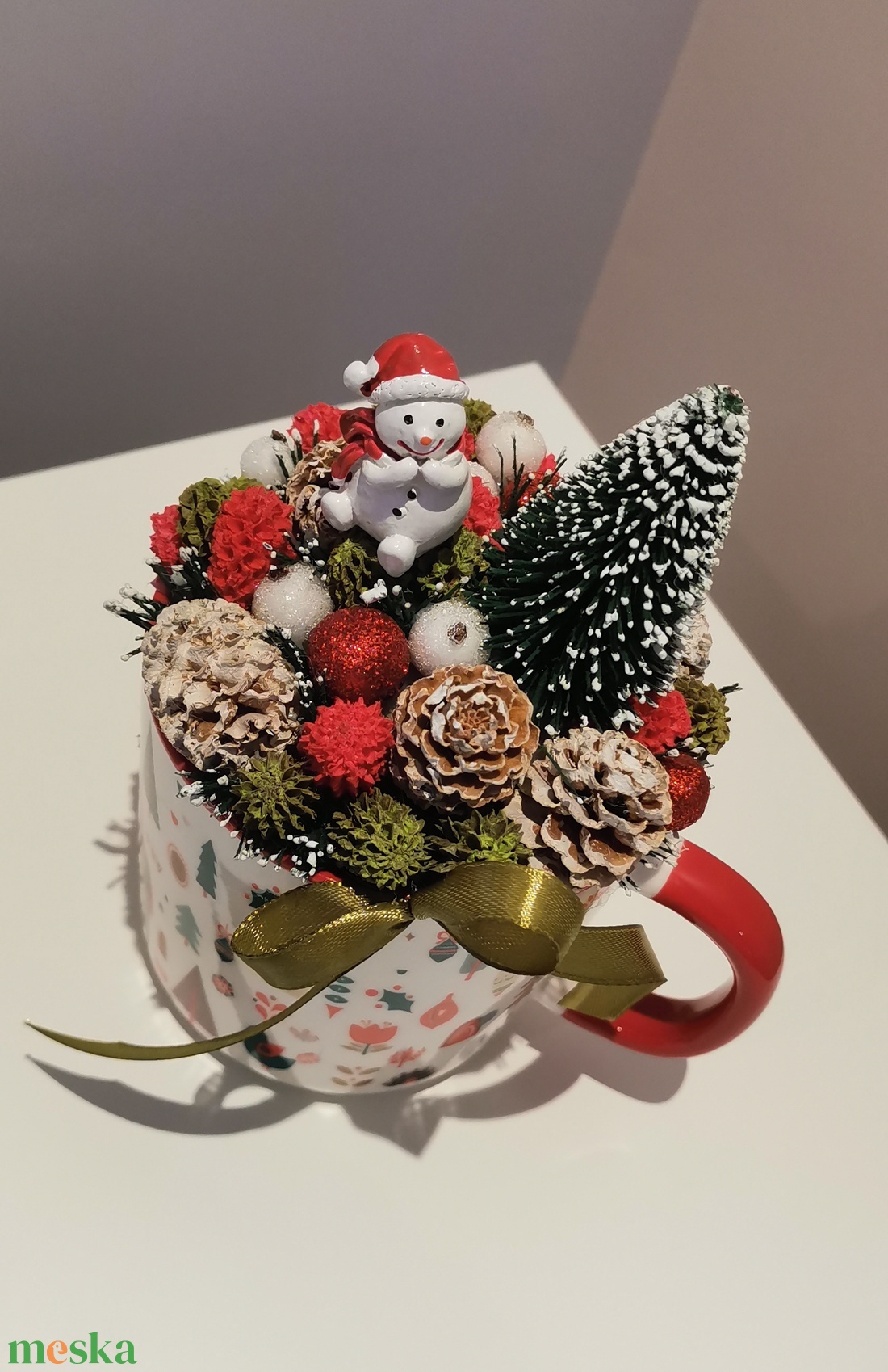 Hóemberkés téli bögre - karácsony - adventi díszek - adventi asztaldísz - Meska.hu
