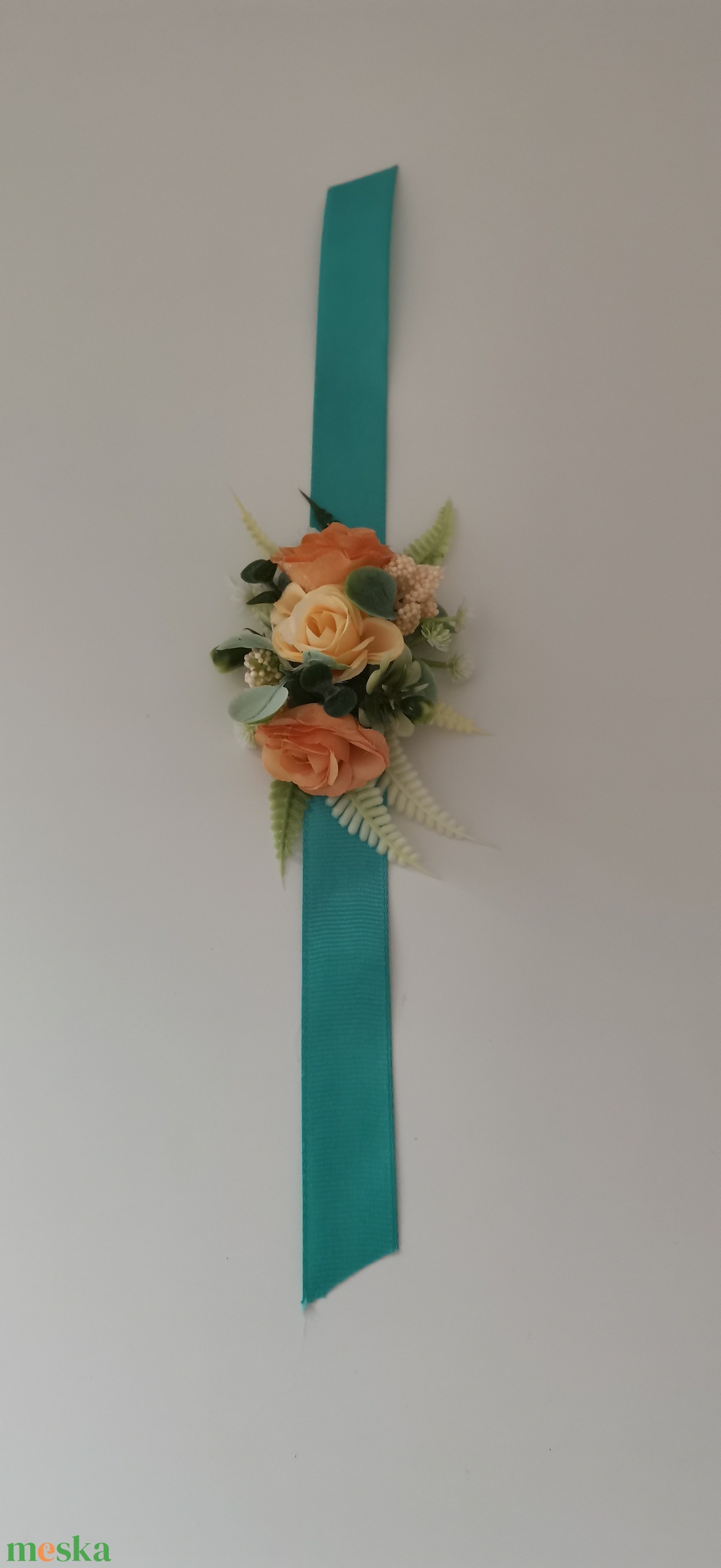 Barack-türkiz csuklódísz - esküvő - ékszer - karkötő & csuklódísz - Meska.hu