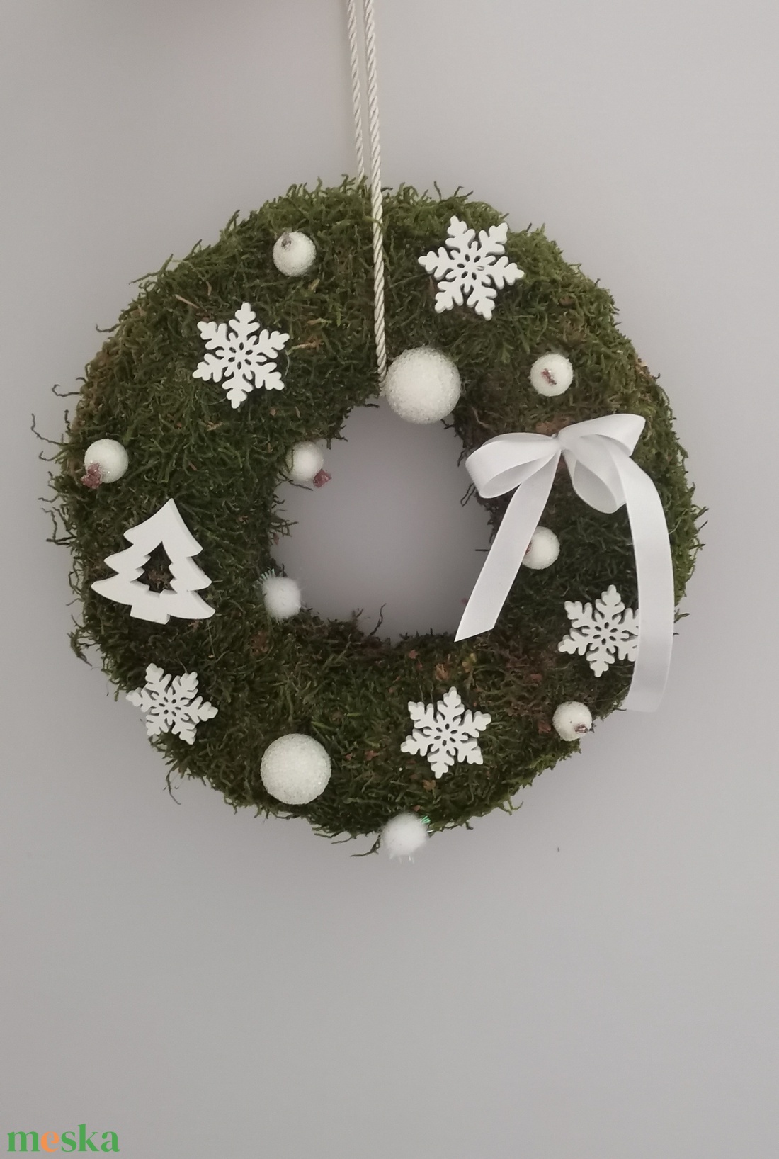 Fehér ajtódísz  - karácsony - adventi díszek - adventi ajtódísz - Meska.hu