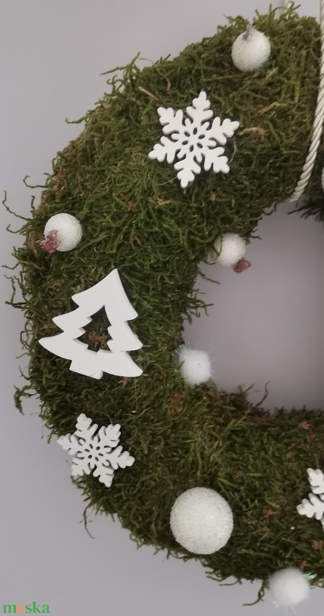 Fehér ajtódísz  - karácsony - adventi díszek - adventi ajtódísz - Meska.hu