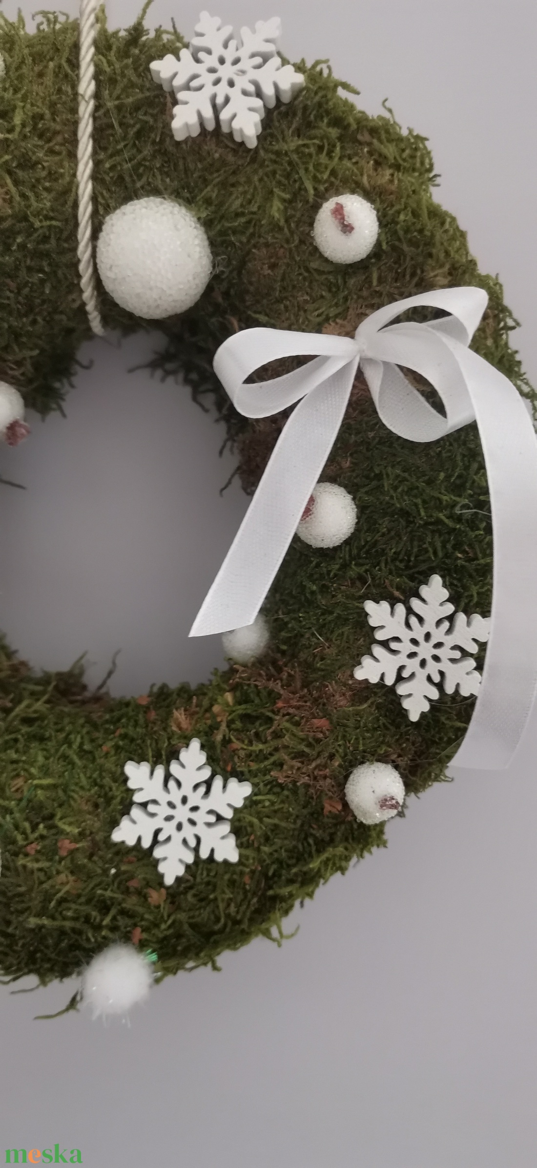 Fehér ajtódísz  - karácsony - adventi díszek - adventi ajtódísz - Meska.hu