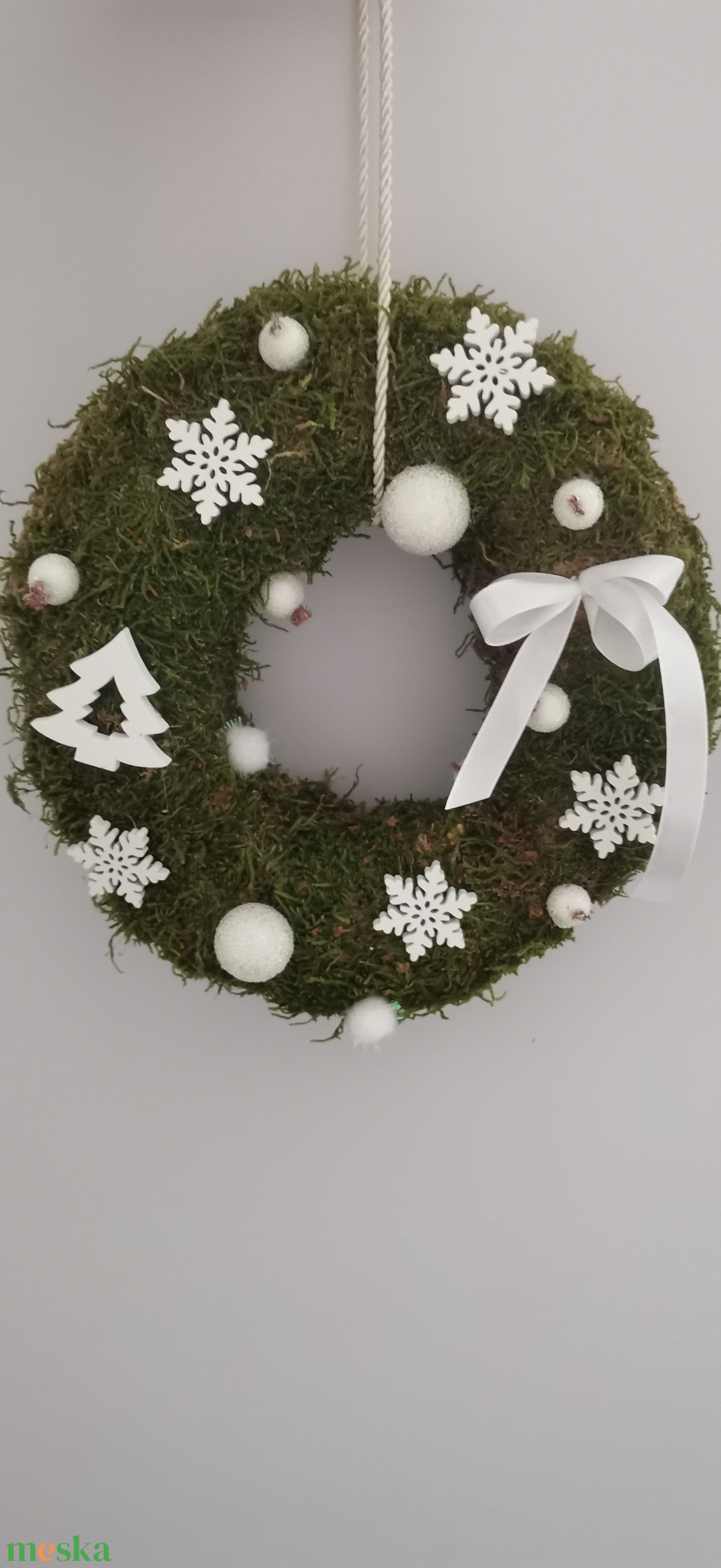 Fehér ajtódísz  - karácsony - adventi díszek - adventi ajtódísz - Meska.hu